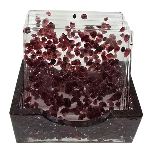 Square Coaster Set - Garnet