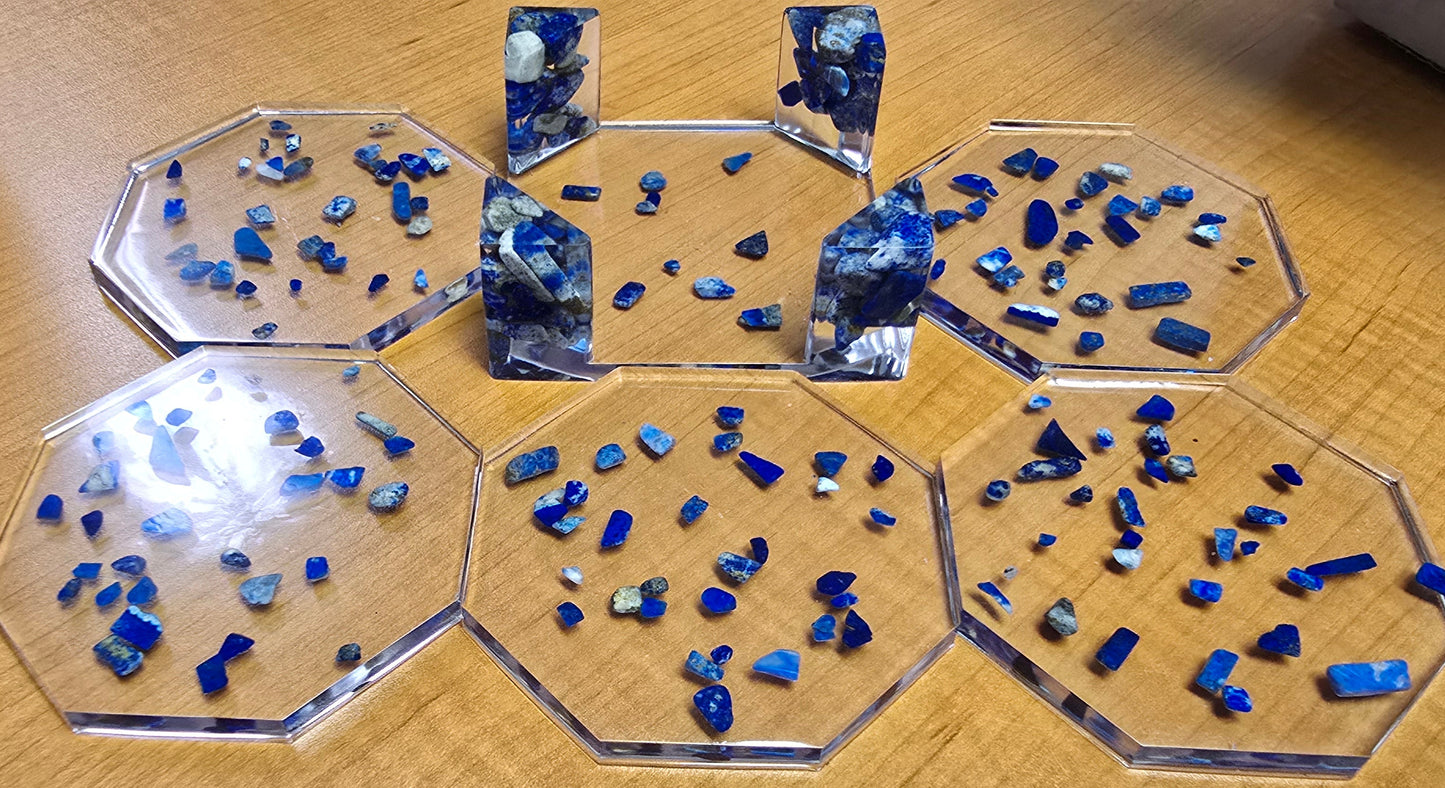 Octagon Coaster Set - Lapis Lazuli