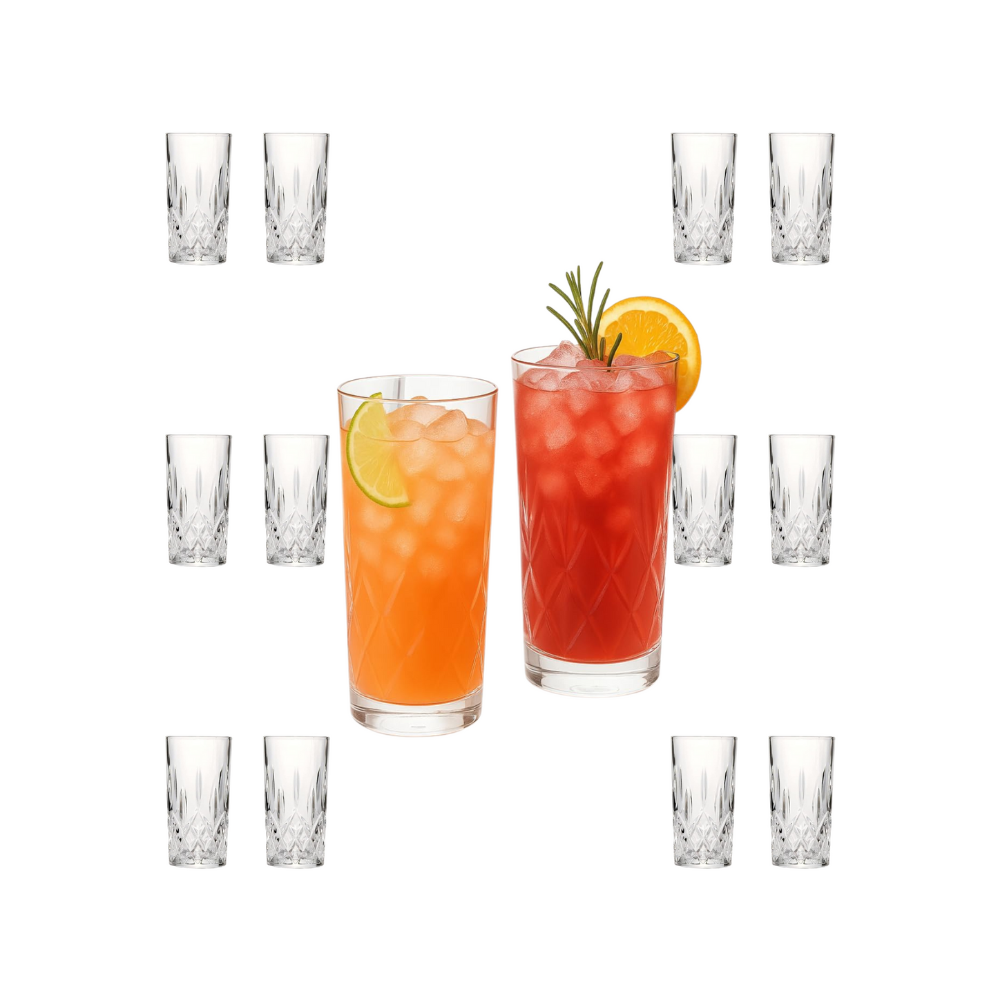 Tom Collins Drinking Glasses – Premium Water Glasses – 12oz