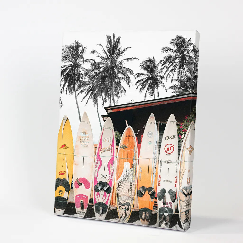 Tropical Beach Life Theme. Orange Surfboards Print