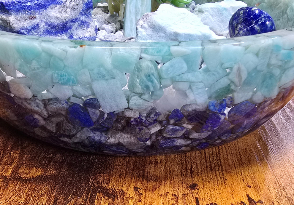 8" Decorative Bowl - Amazonite and Lapis Lazuli