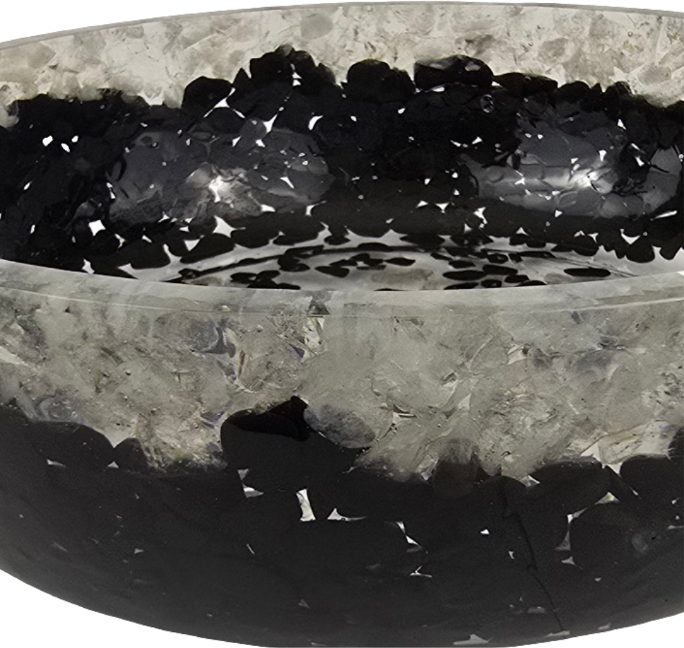 8" Decorative Bowl - Clear Quartz and Black Tourmaline