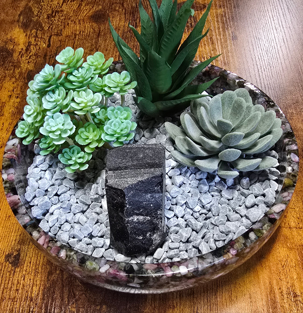 8" Decorative Pairing Bowl - Multi-color Tourmaline and Black Tourmaline