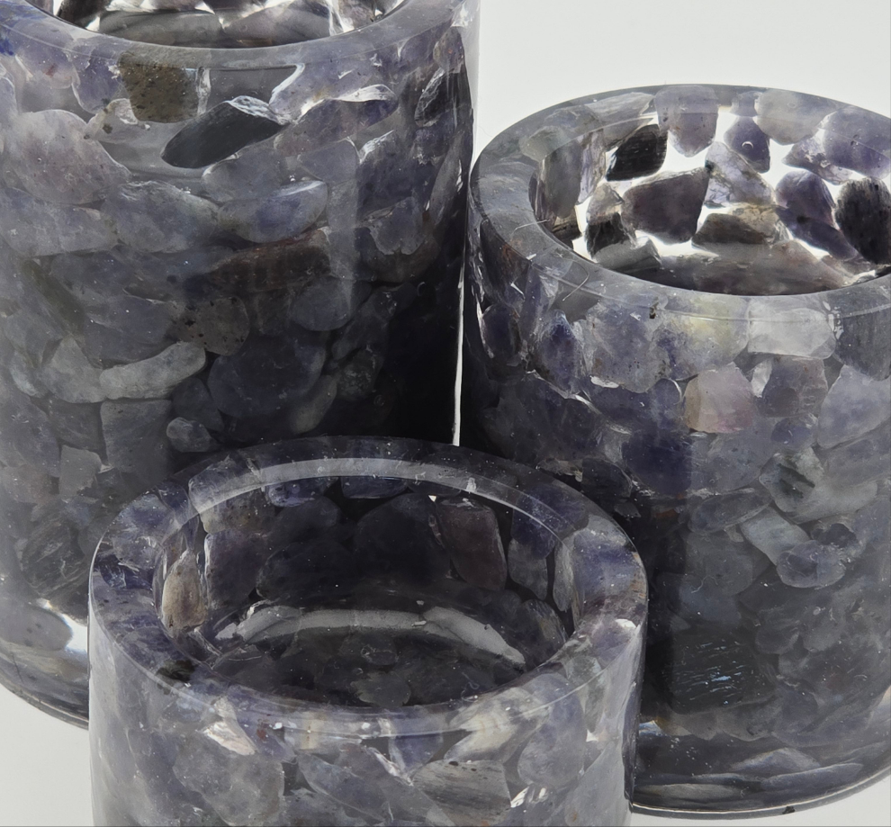 Cylinder Tea Light Holder Set - Iolite