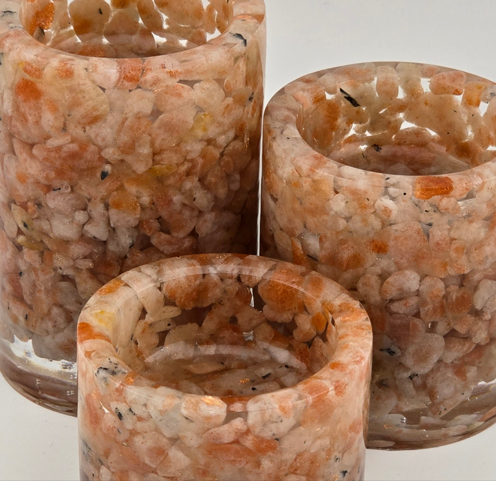 Cylinder Tea Light Holder Set - Sunstone