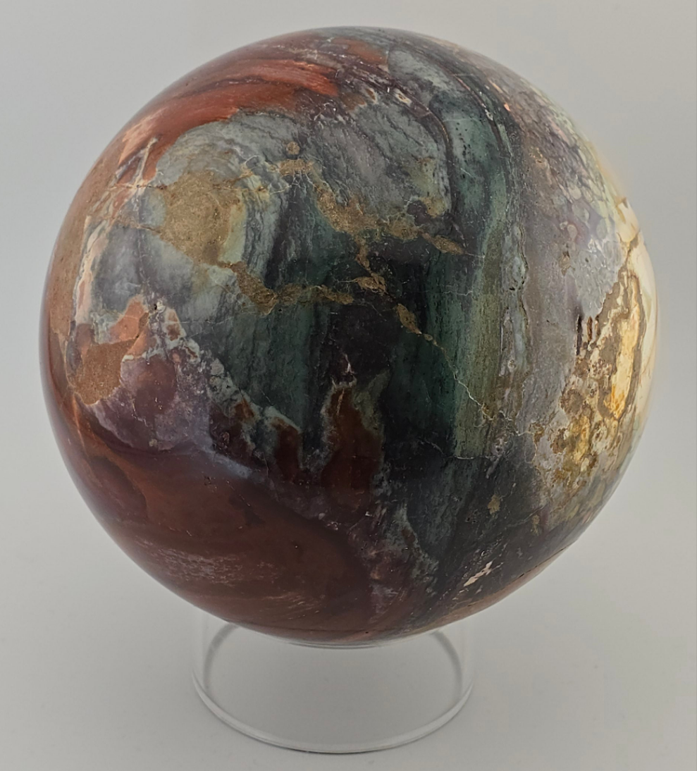 9.44lb Ocean Jasper Sphere w/Stand