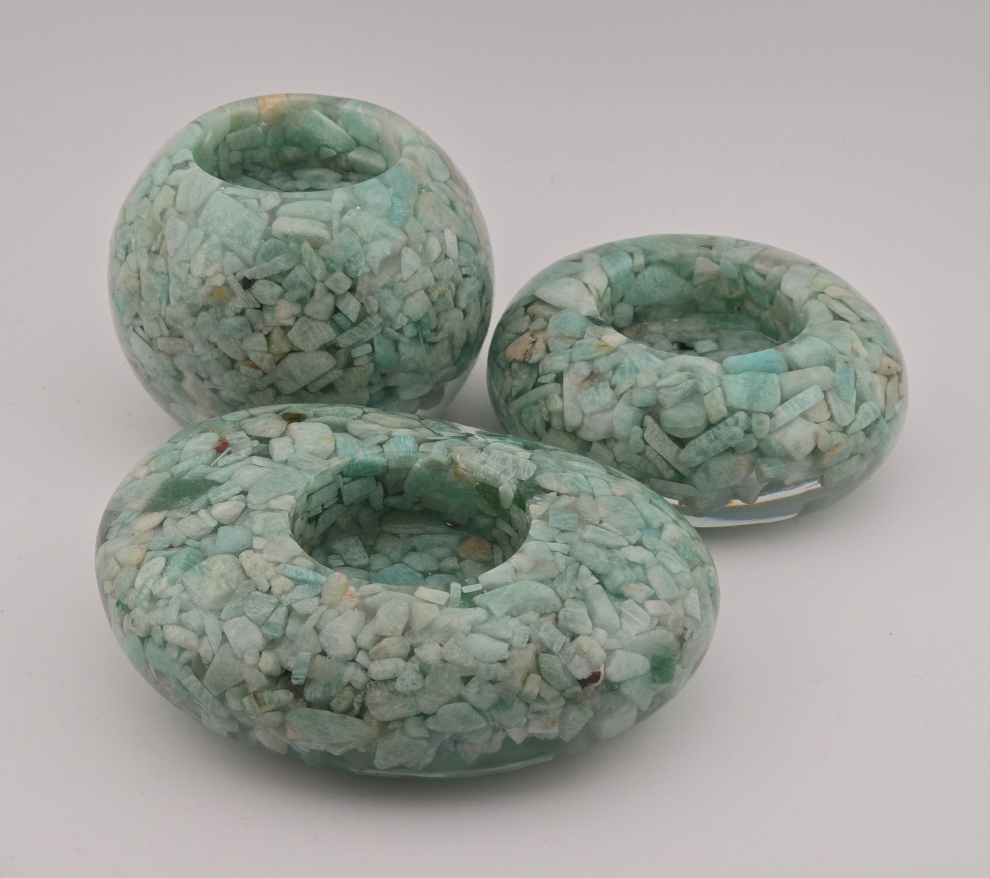 Modern Tea Light Holder Set - Amazonite