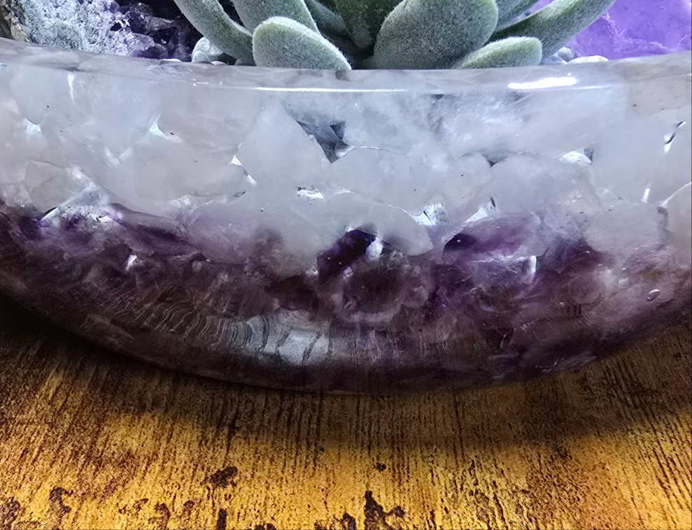 8" Decorative Bowl - Rose Quartz and Amethyst