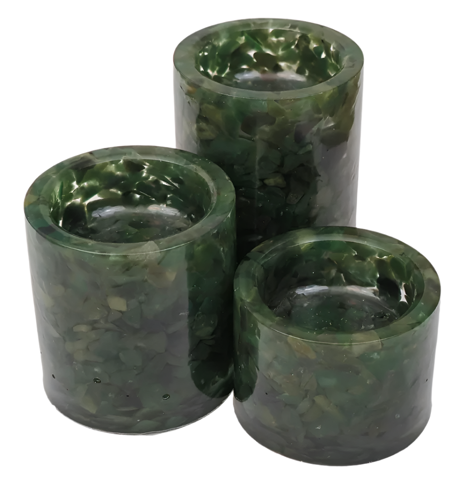 Aventurine Tea Light Holder Set, Front