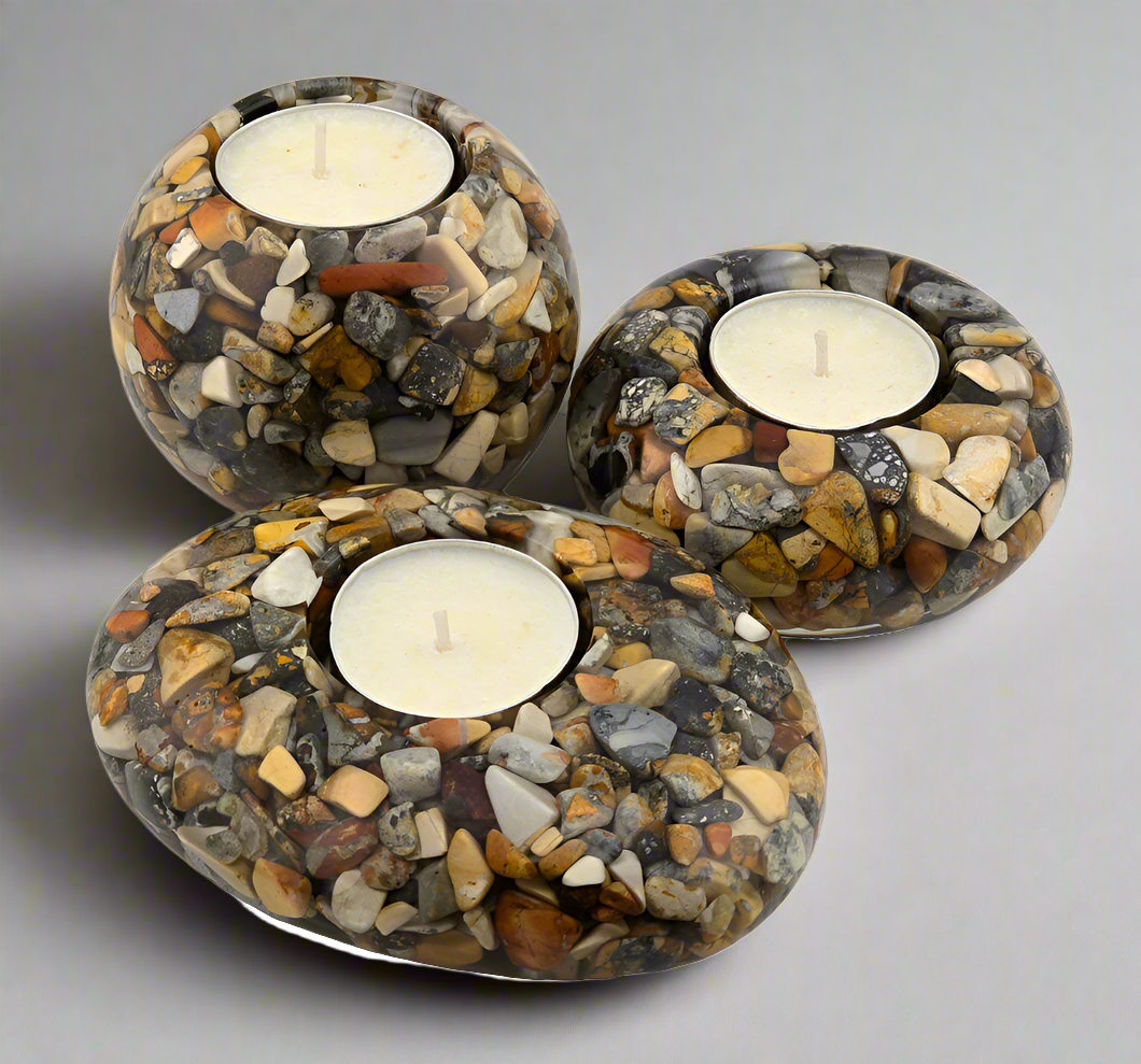 Modern Tea Light Holder Set - Malingo Jasper