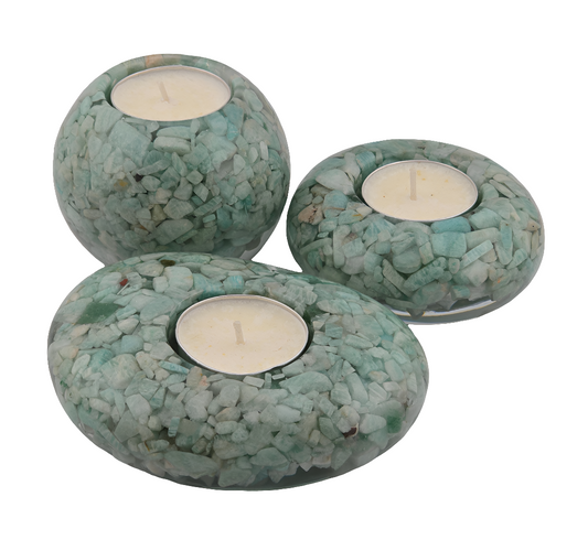 Modern Tea Light Holder Set - Amazonite