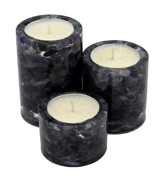 Cylinder Tea Light Holder Set - Iolite