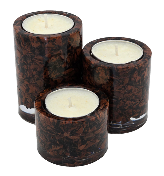 Cylinder Tea Light Holder Set - Mahogany Obsidian