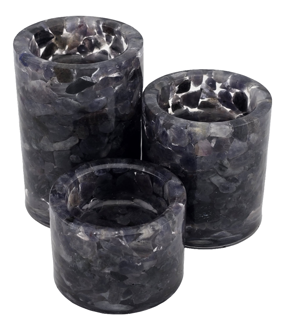 Cylinder Tea Light Holder Set - Iolite