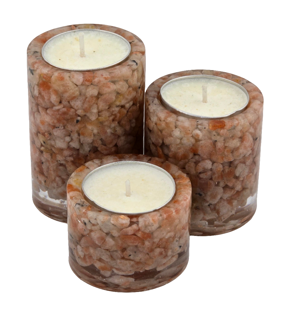 Cylinder Tea Light Holder Set - Sunstone