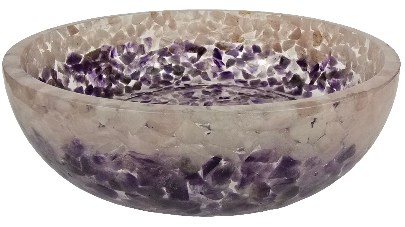 8" Decorative Bowl - Rose Quartz and Amethyst