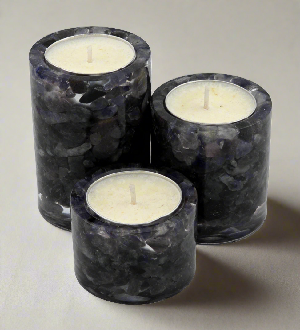 Cylinder Tea Light Holder Set - Iolite