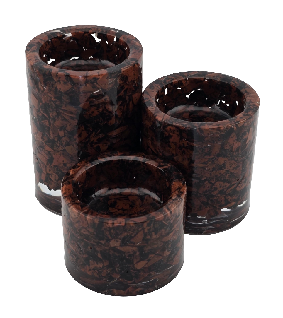 Cylinder Tea Light Holder Set - Mahogany Obsidian