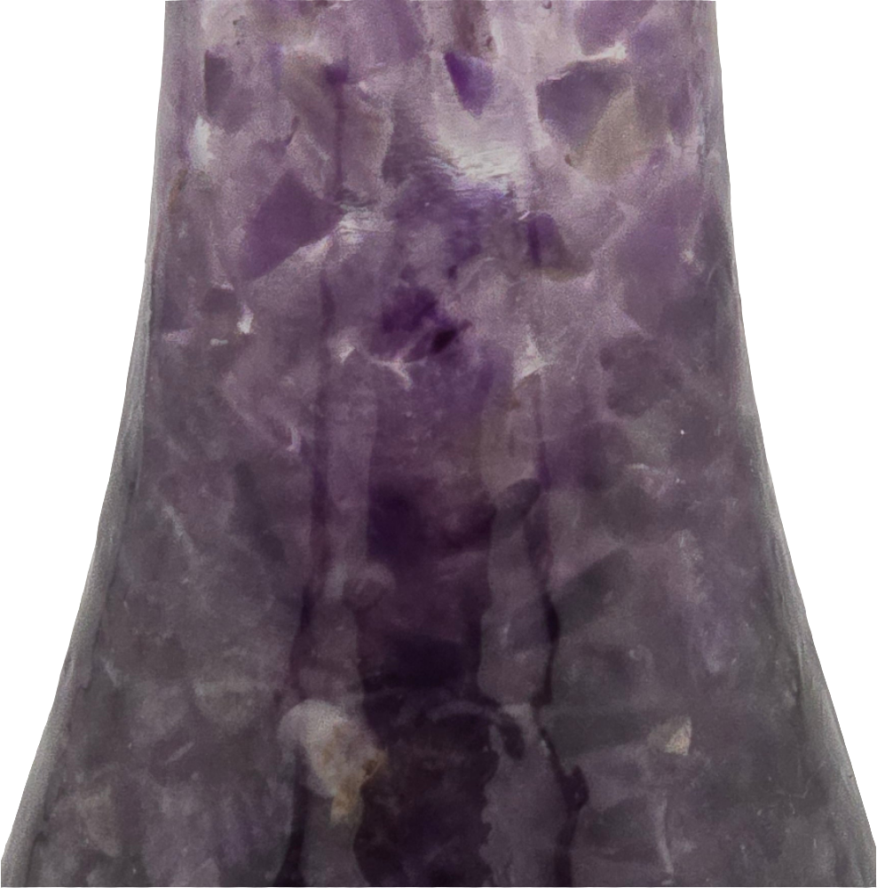 Close-up of a purple Amethyst semi-precious crystal and epoxy vase