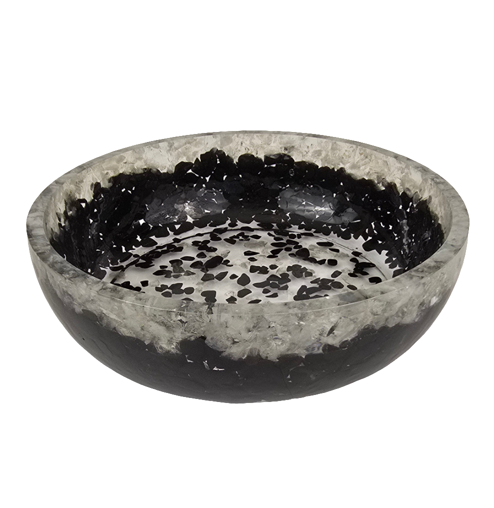 8" Decorative Bowl - Clear Quartz and Black Tourmaline