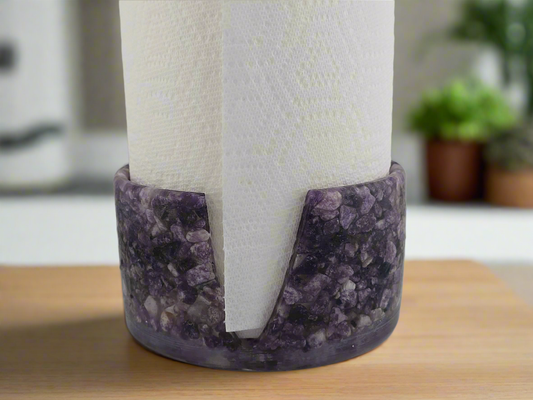 Paper towel holder Lepidolite on table