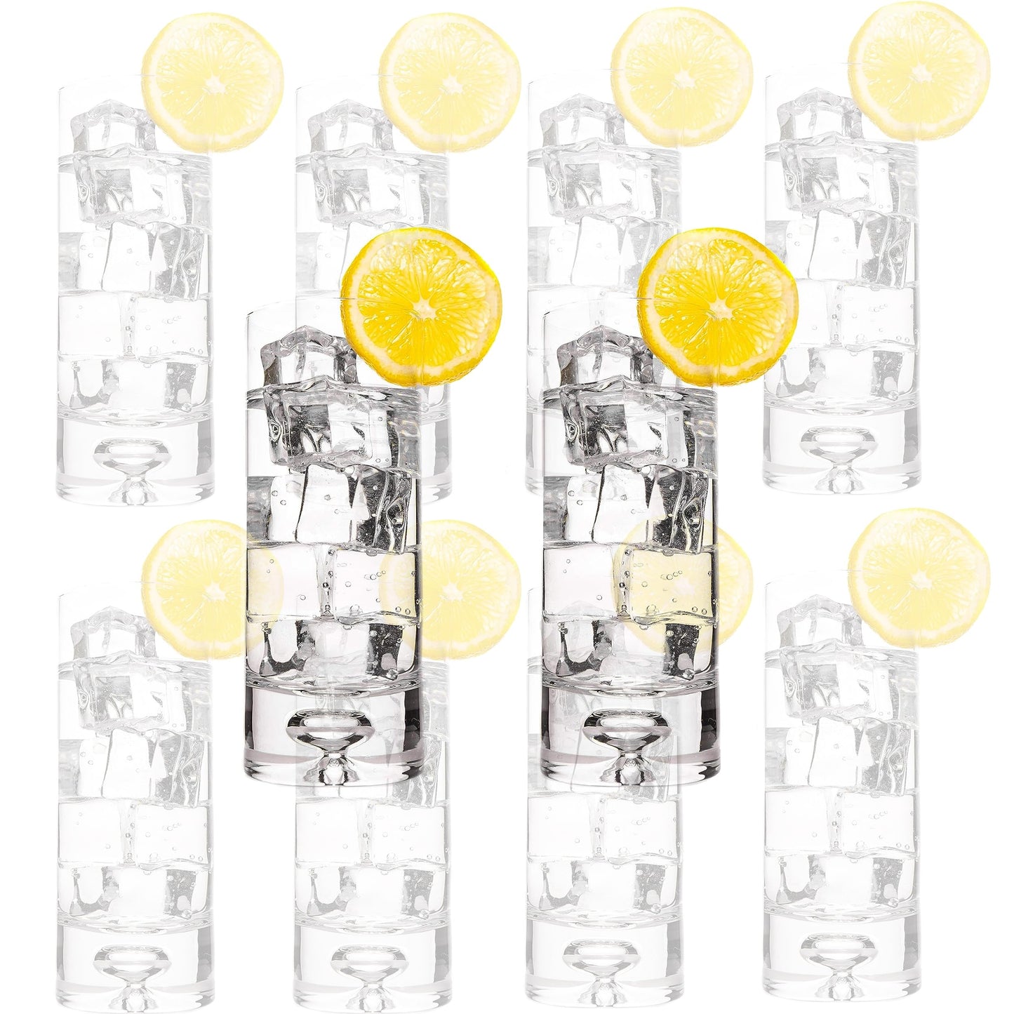 Crystal Bubble Base Collins Glass Highball Tumbler - 12oz