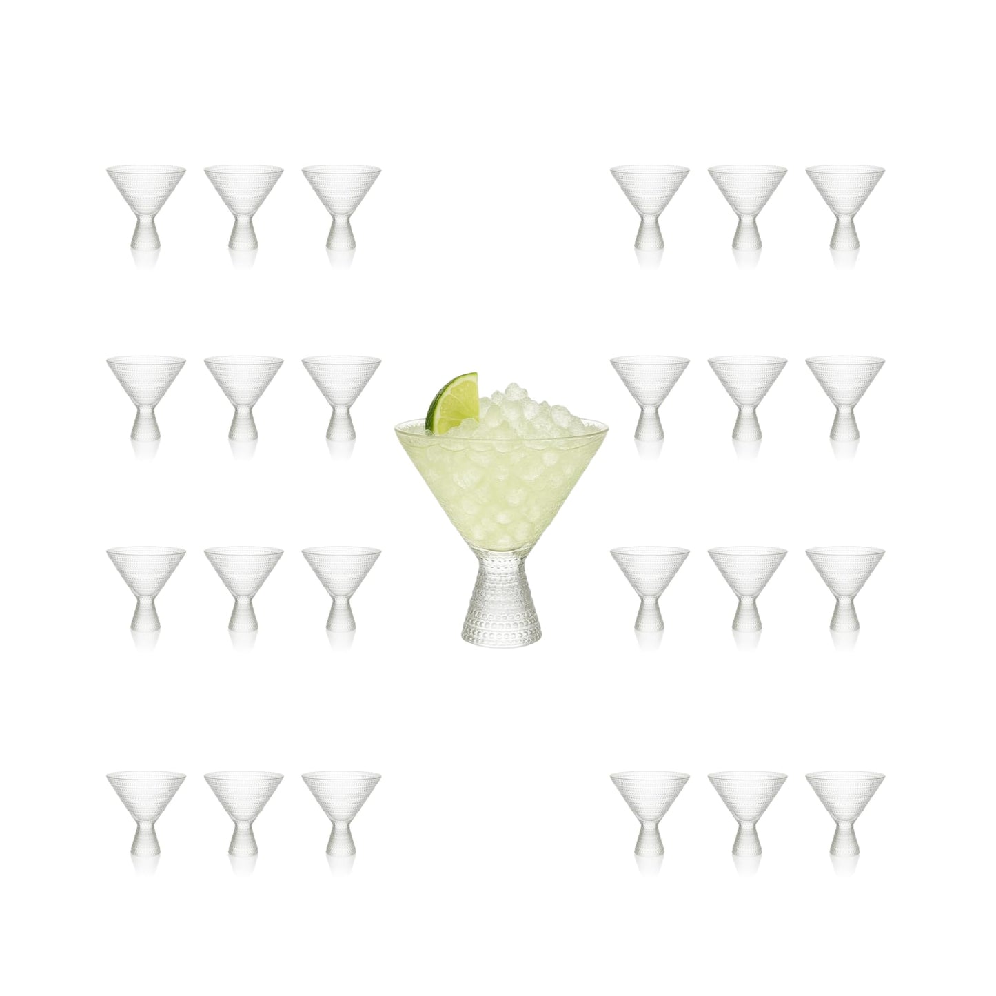 Clear Hobnail Martini Glasses - Embossed Martini Glasses - 9oz