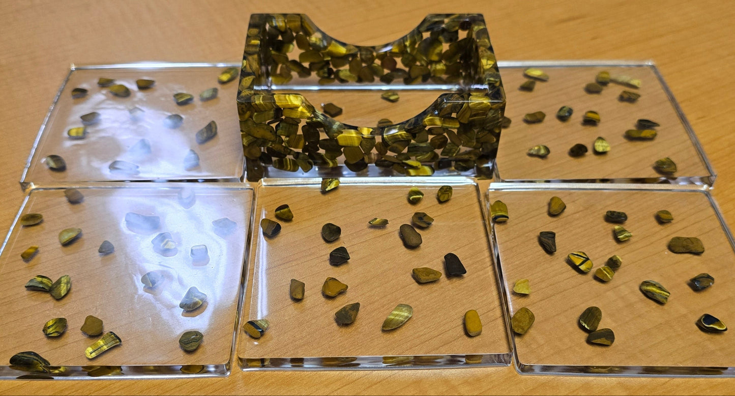 Square Coaster Set - Tiger's Eye