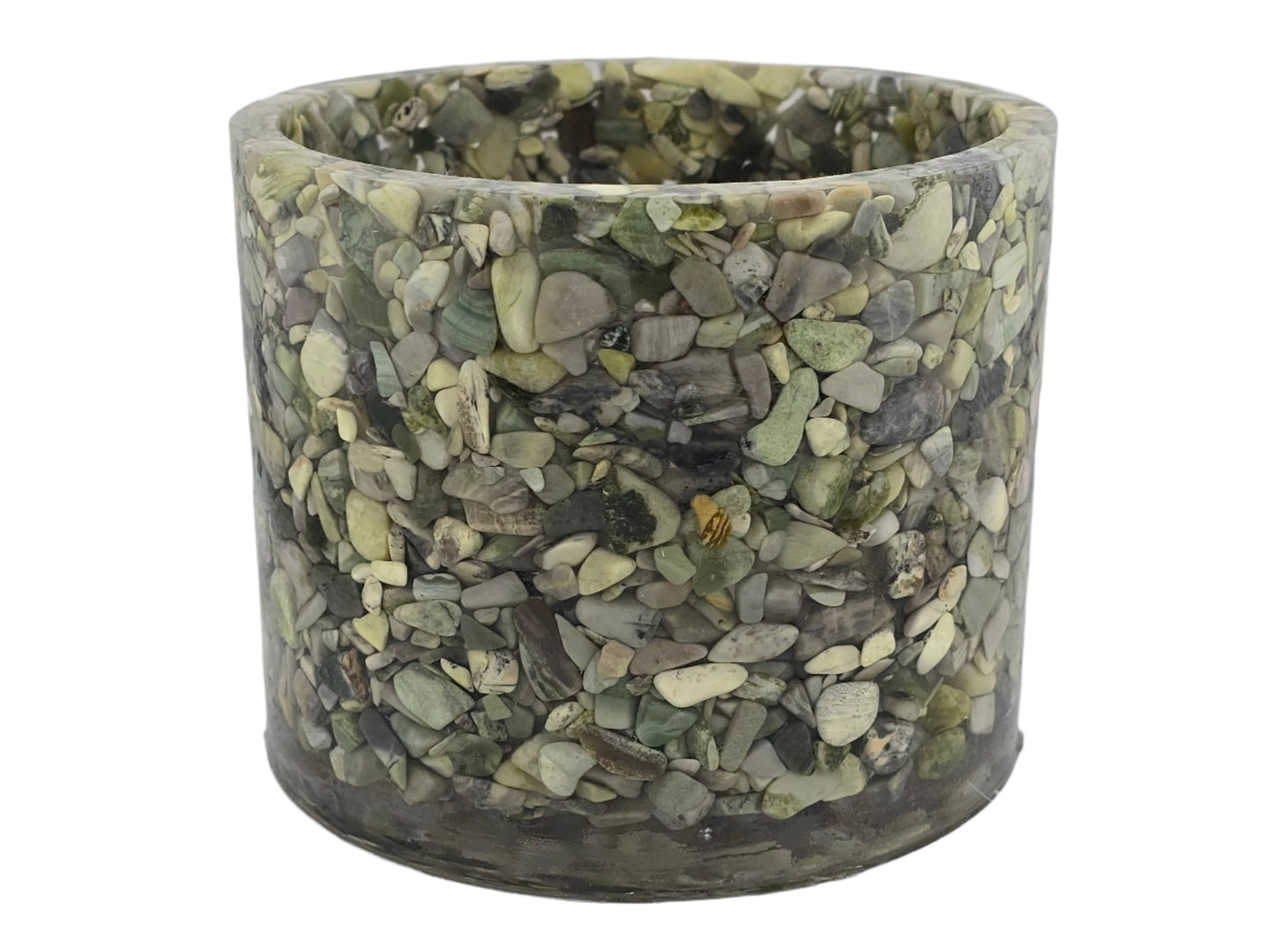 Serpentine 5.9" Planter, natural stone, epoxy resin, close up
