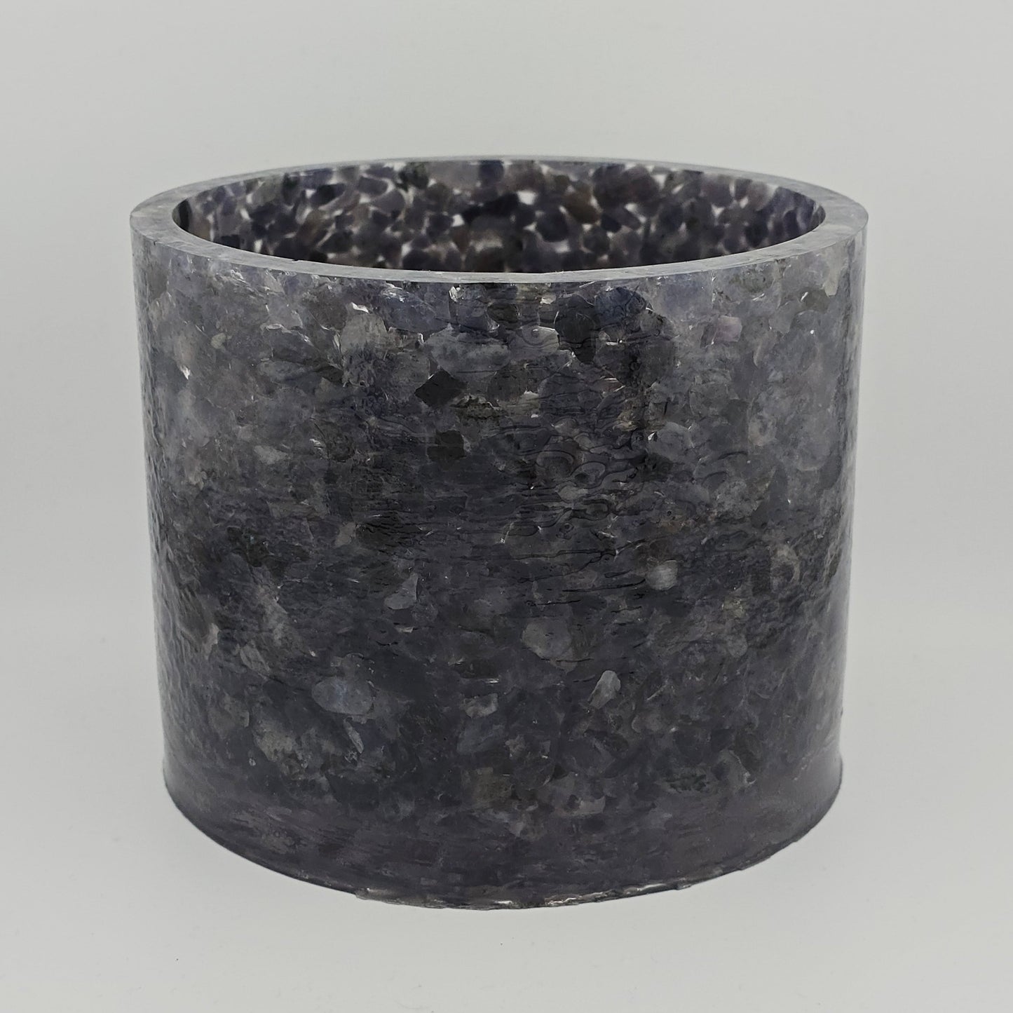 5.9" Planter, natural stone, epoxy resin, white background close