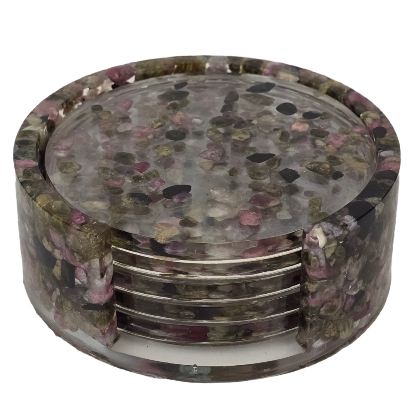 Round Coaster Set - Multi-color Tourmaline