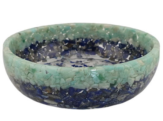 8" Decorative Pairing Bowl - Amazonite and Lapis Lazuli