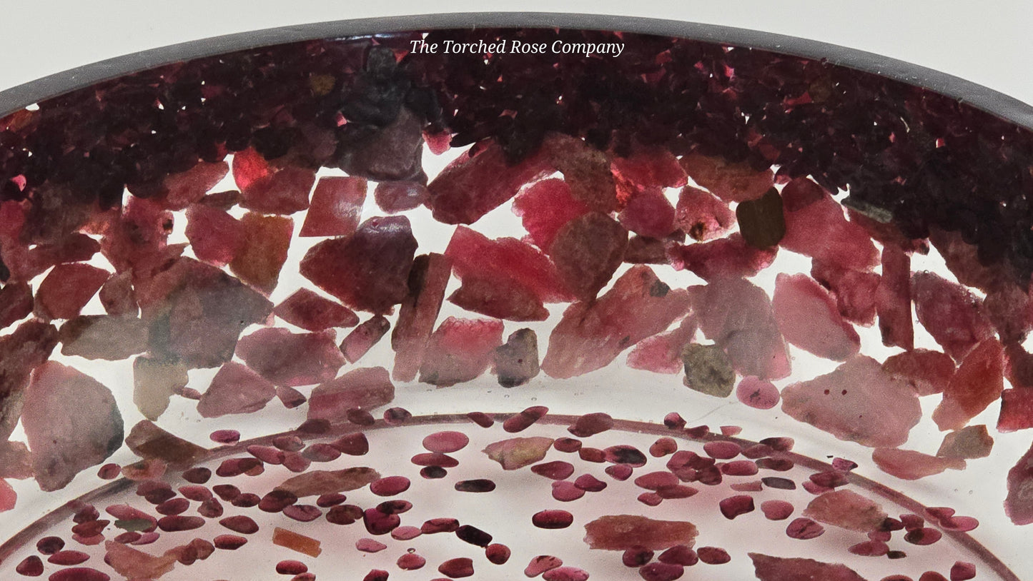 8" Decorative Pairing Bowl - Garnet and Rhodonite