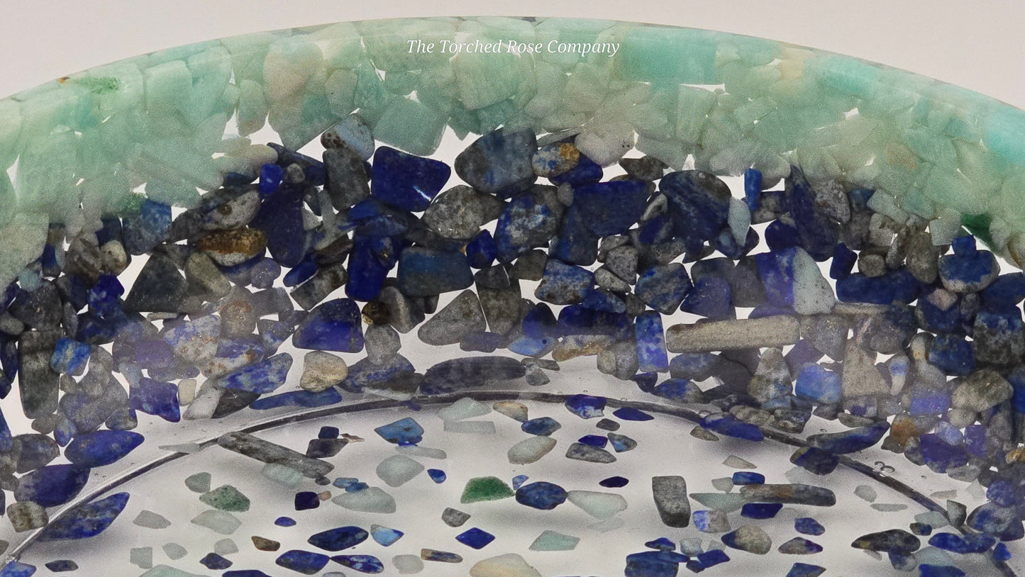 8" Decorative Pairing Bowl - Amazonite and Lapis Lazuli