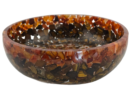 8" Decorative Pairing Bowl - Carnelian and Tiger's Eye