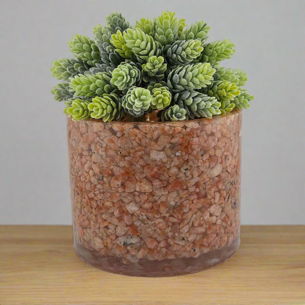 Sunstone 5.9" Planter, natural stone, epoxy resin, countertop