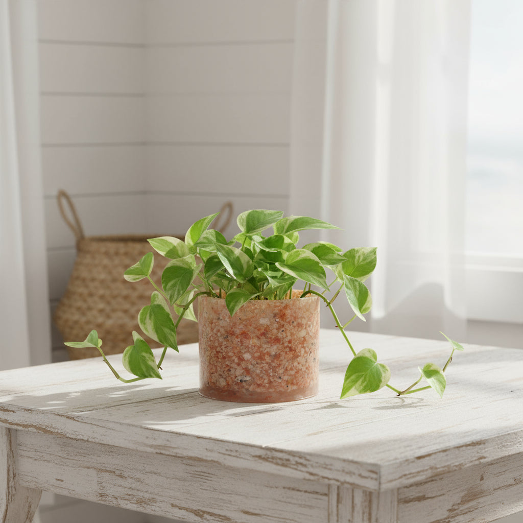 Sunstone 5.9" Planter, natural stone, epoxy resin, front