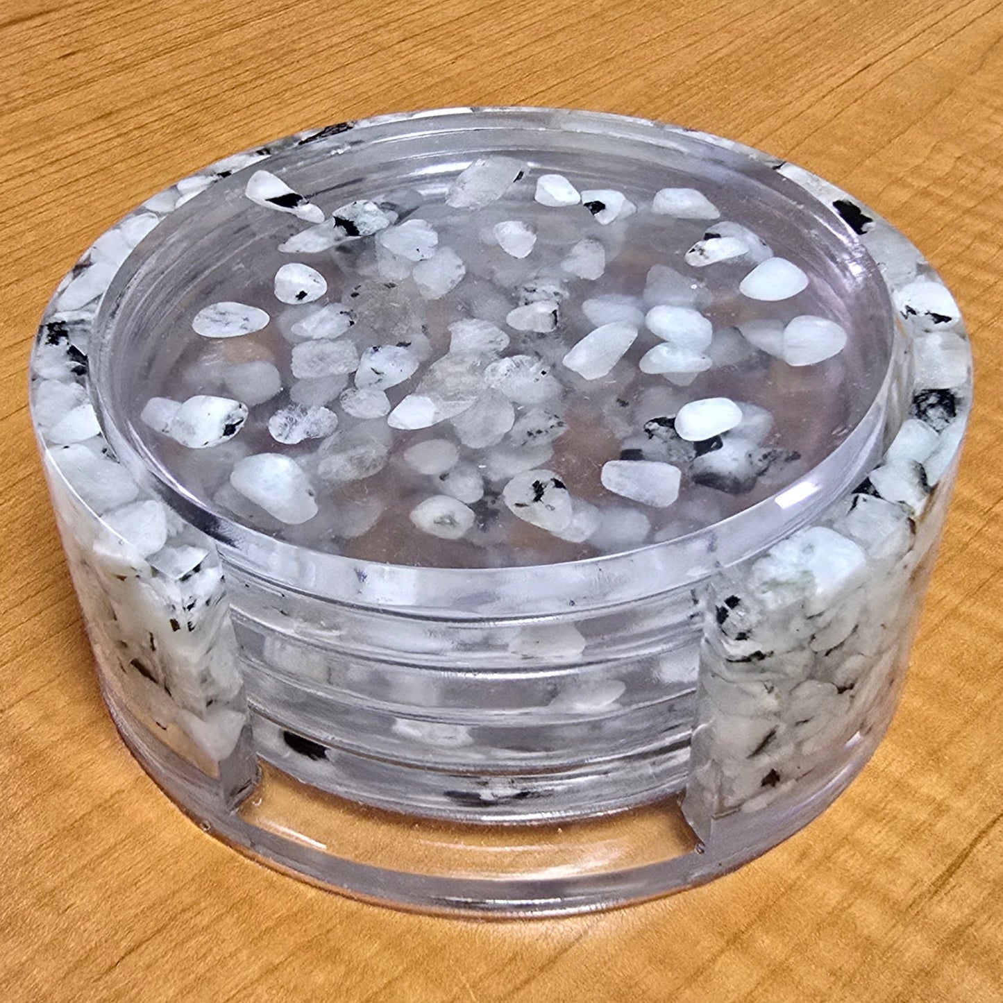 Round Coaster Set - Rainbow Moonstone