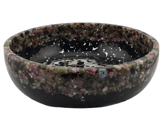 8" Decorative Pairing Bowl - Multi-color Tourmaline and Black Tourmaline