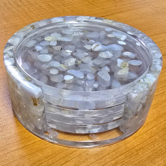 Round Coaster Set - Blue Lace Agate