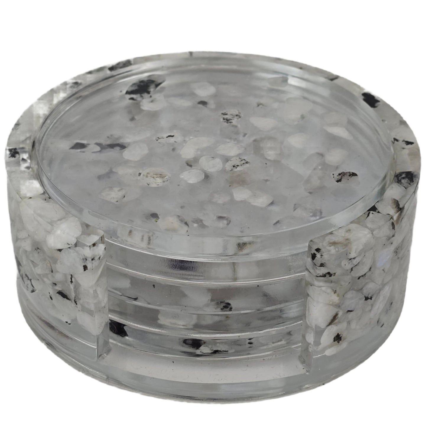 Round Coaster Set - Rainbow Moonstone