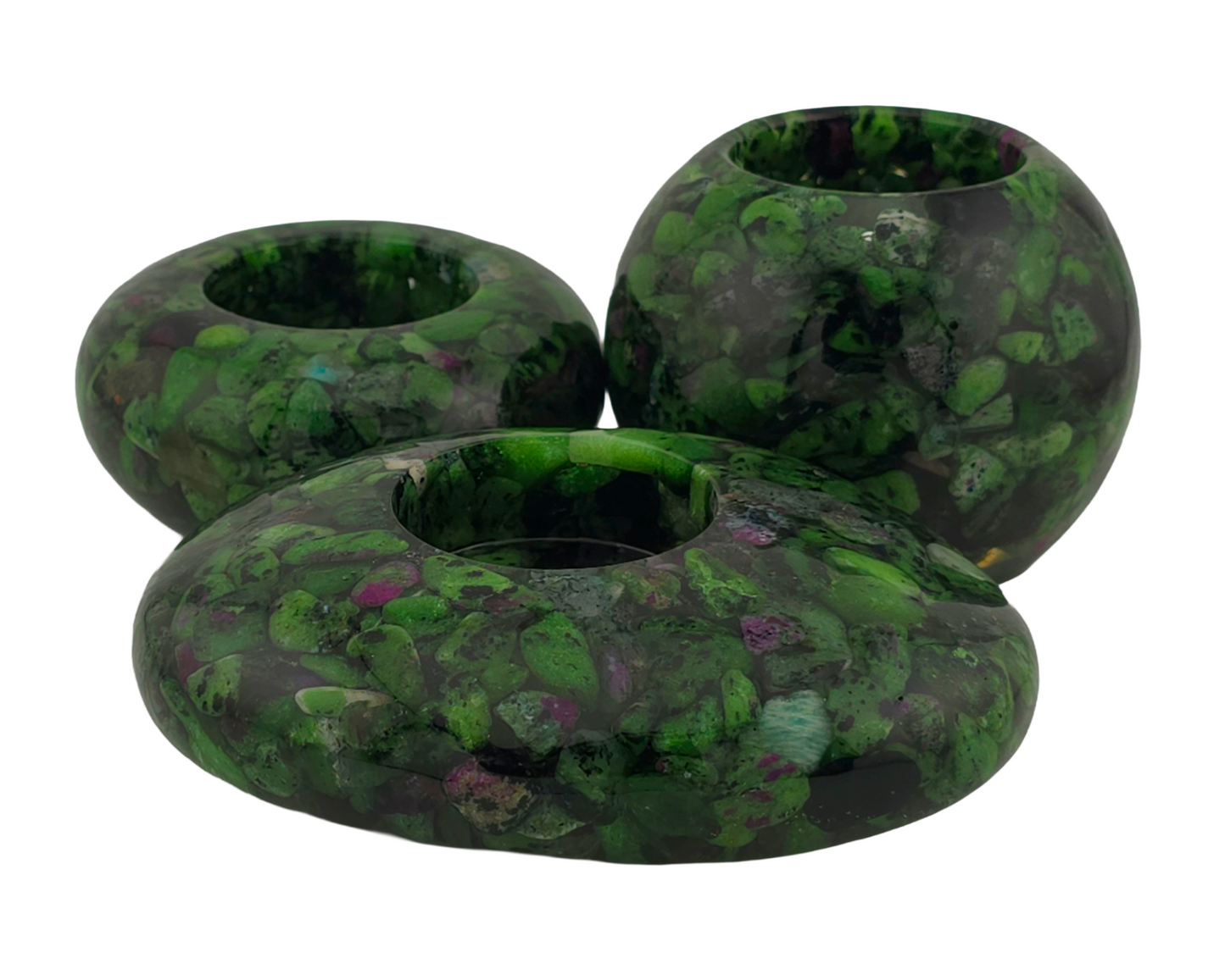Modern Tea Light Holder Set - Ruby Zoisite