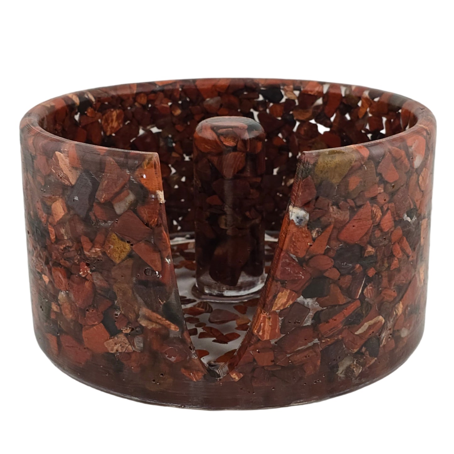 Snakeskin Jasper Paper Towel Holder on white background