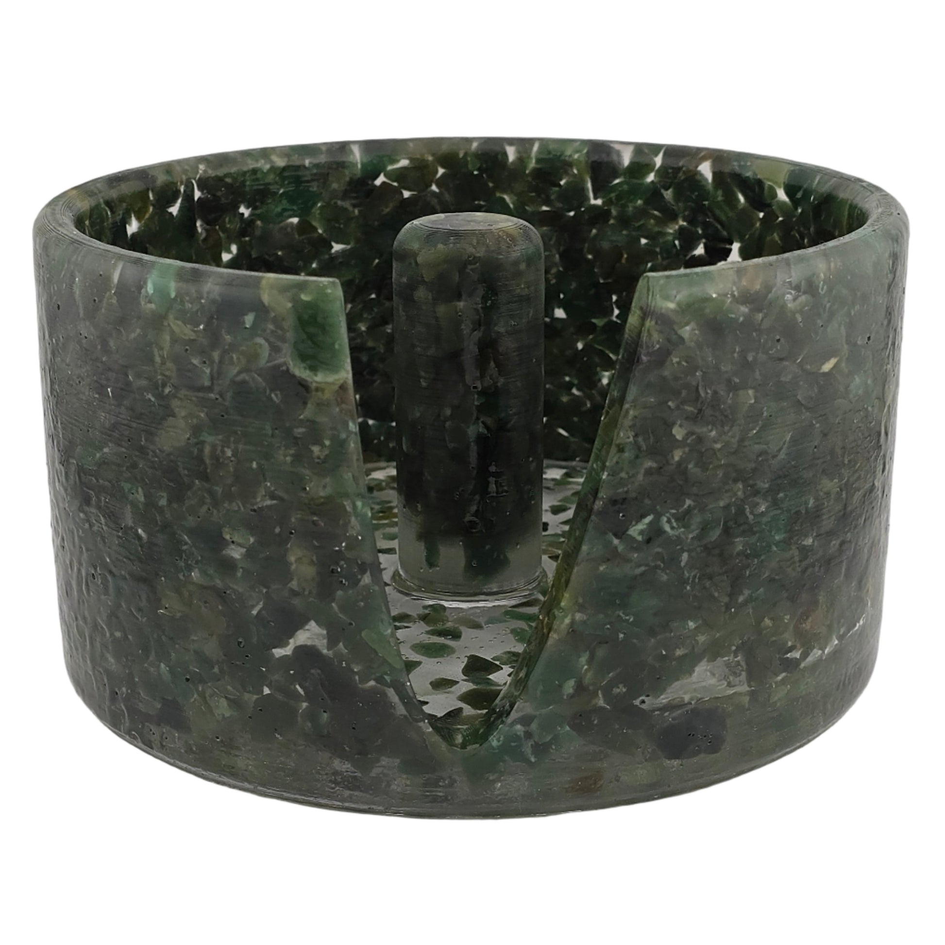 Aventurine paper towel holder with a white background