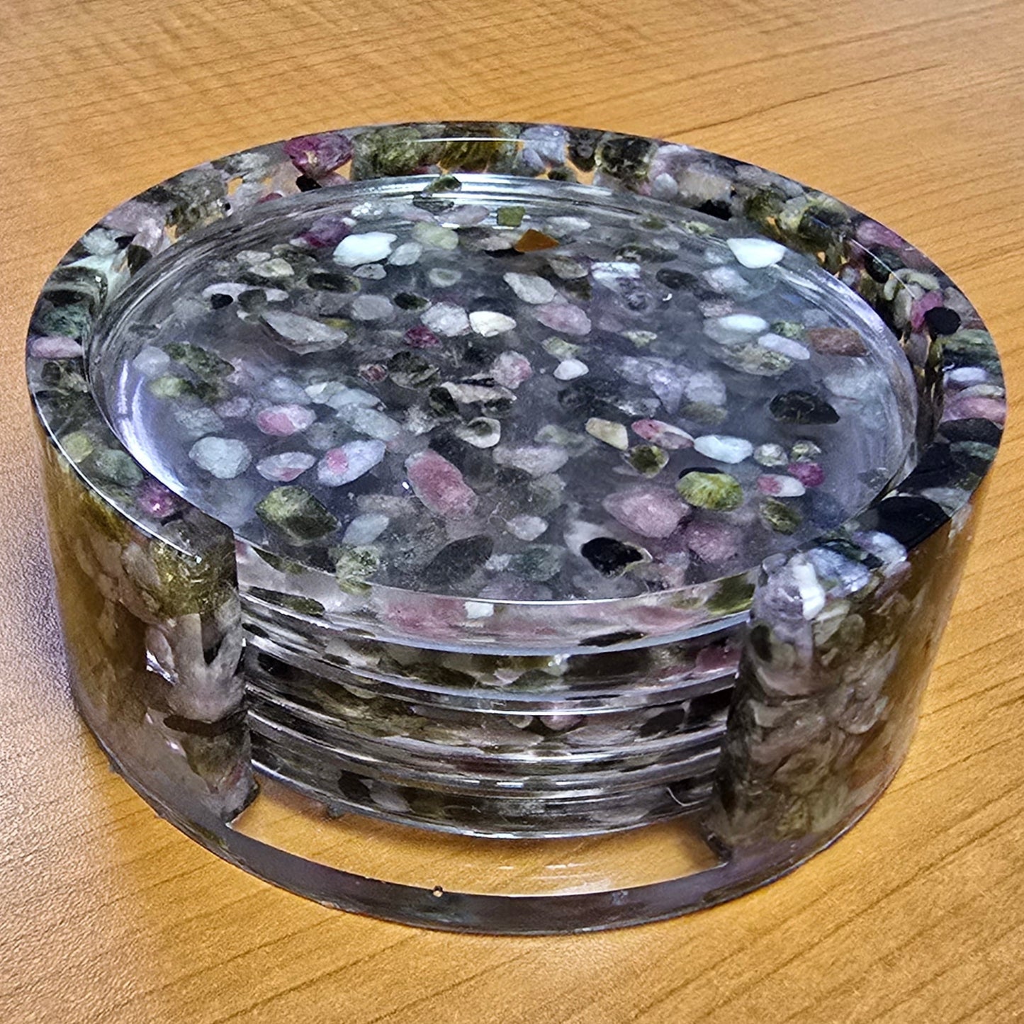 Round Coaster Set - Multi-color Tourmaline