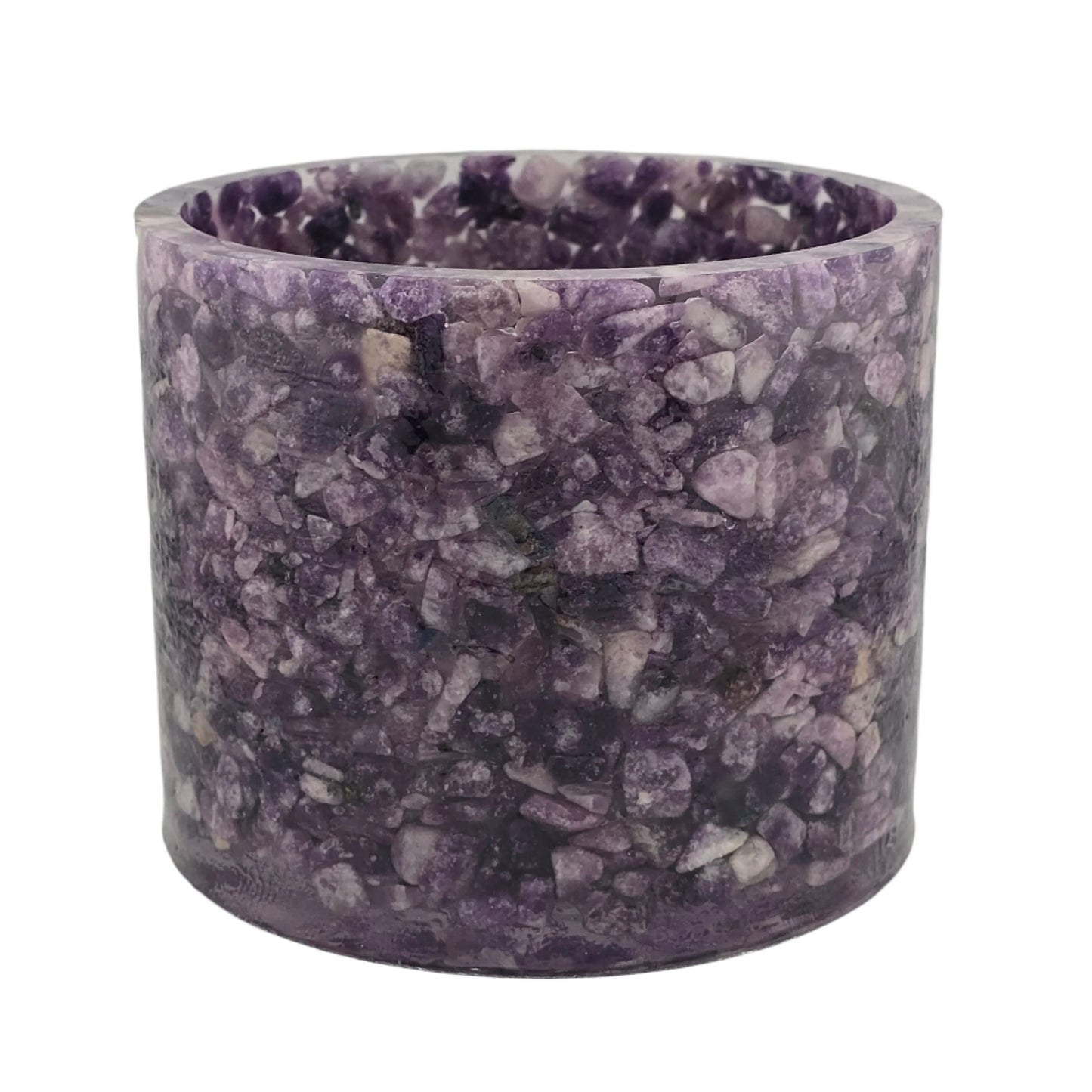 5.9" Lepidolite Epoxy Resin Planter white background