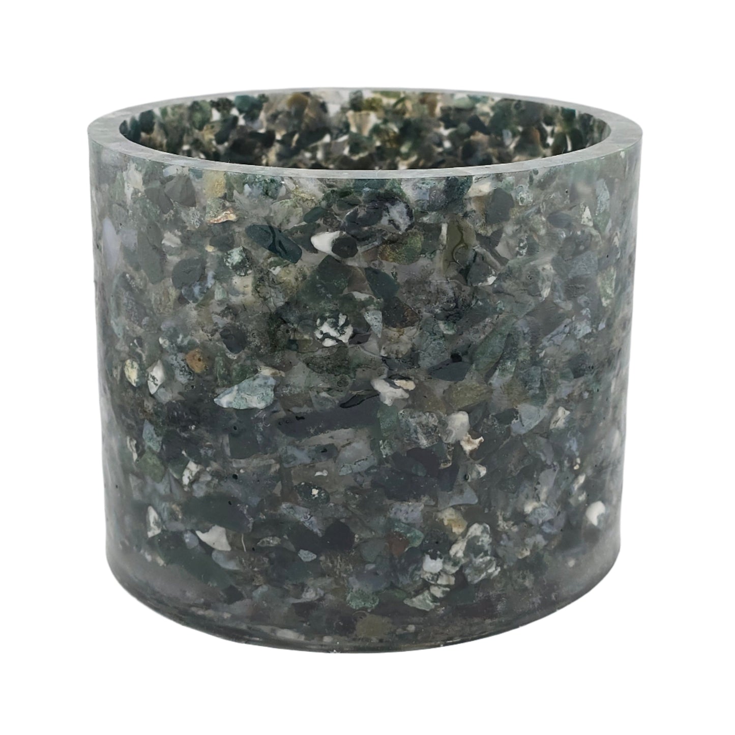 5.9" Moss Agate Epoxy Resin Planter Front