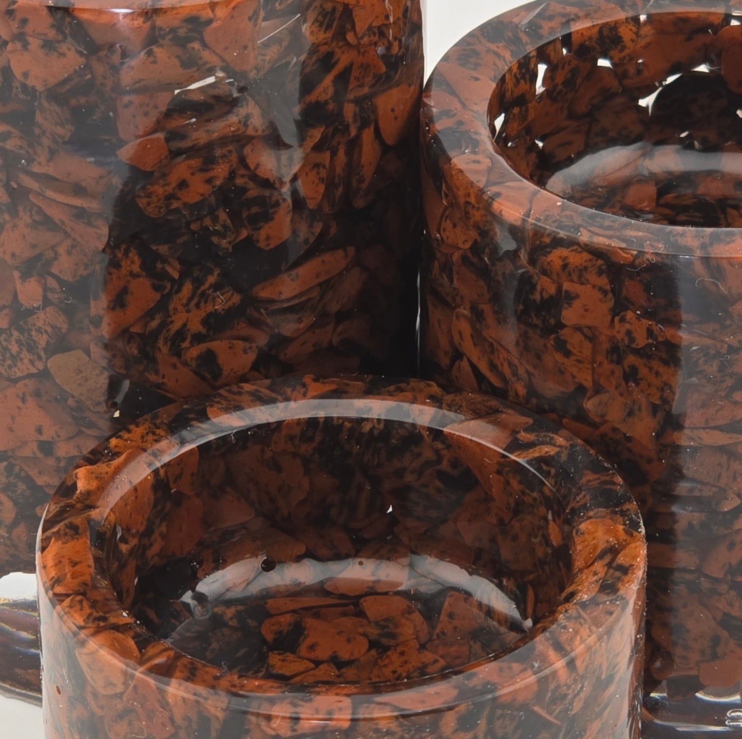 Cylinder Tea Light Holder Set - Mahogany Obsidian