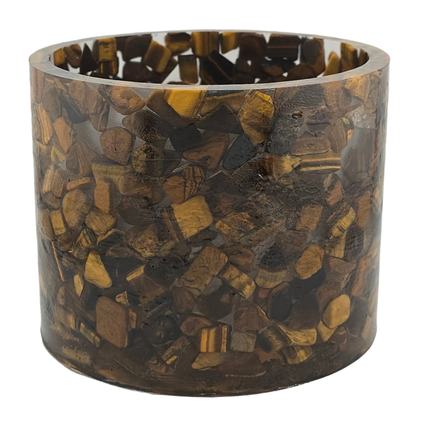 5.9" Tiger's Eye Epoxy Resin Planter Front