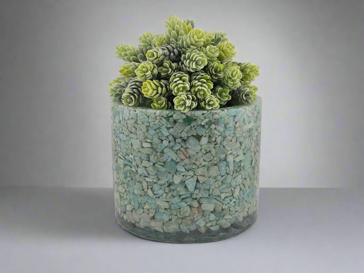 5.9" Amazonite Planter neutral background